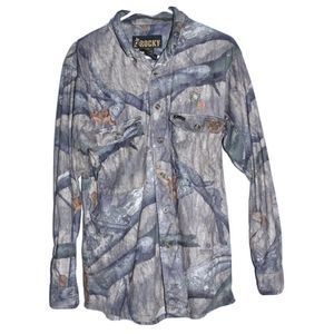 Rocky Mossy Oak BreakUp Camo Scent IQ Atomic Long Sleeve ButtonUp Shirt Size M